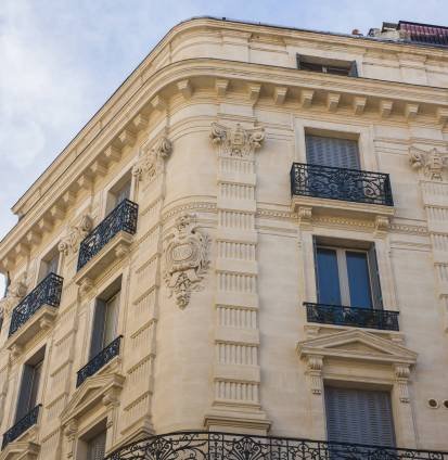 Design, architecture and exterior concept - Classic balconies and windows.